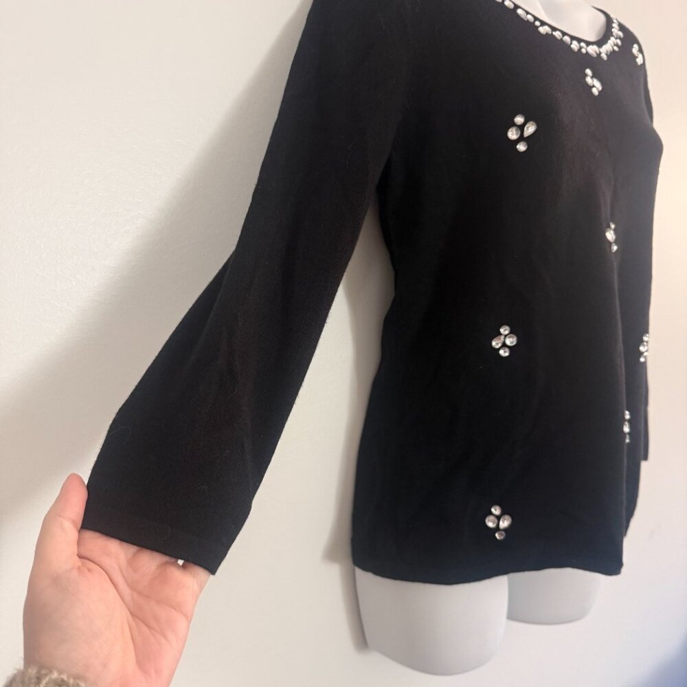 Ruby Rd. Petite Embellished Knit Top | Black | PM - Picture 7 of 9